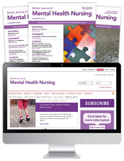 Picture of British Journal of Mental Health Nursing Print, Website & CPD