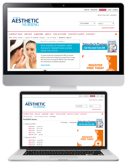 Picture of Journal of Aesthetic Nursing Website & CPD