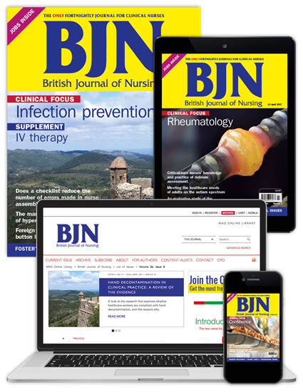 Picture of British Journal of Nursing Full Club & free Journal of Wound Care