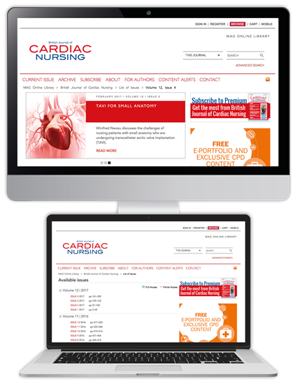 Picture of British Journal of Cardiac Nursing Website £3 for 3 months