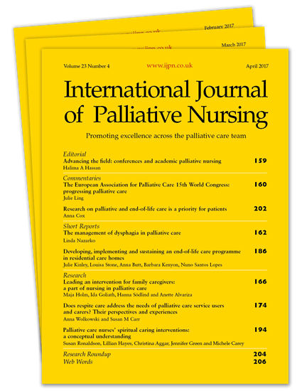 Picture of International Journal of Palliative Nursing Print £3 for 3 issues