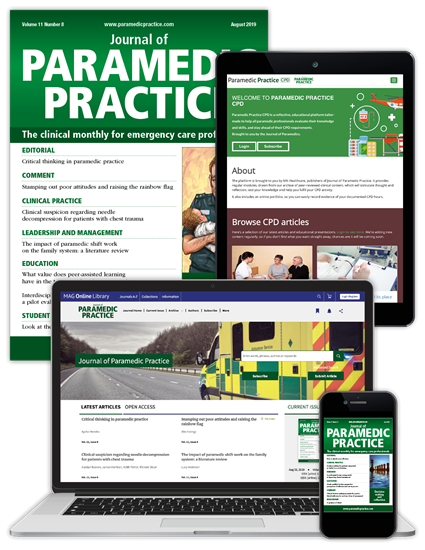 Picture of Journal of Paramedic Practice Premium - Print, Website & CPD
