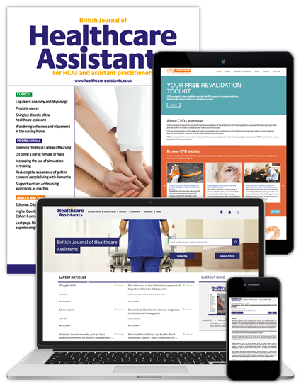 Picture of British Journal of Healthcare Assistants Premium - Print, Website & CPD